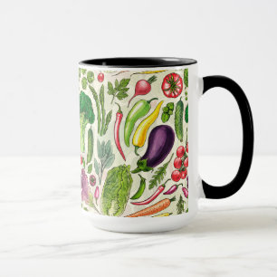 Pflanzliche und pflanzliche Gartenernte auf weißem Tasse