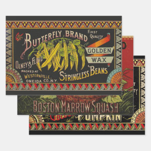 Pflanzliches Land mit String Bean Geschenkpapier Set