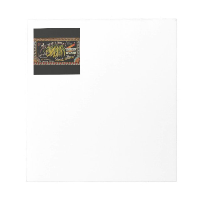 Pflanzliches Land mit String Bean Notizblock (Vorderseite)
