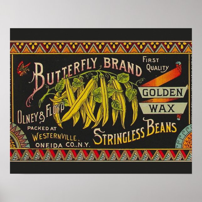 Pflanzliches Land mit String Bean Poster (Vorne)
