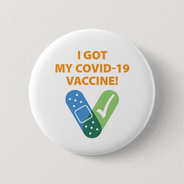 Pflaster-Karo Ich Got meinen Impfknopf Button (Vorderseite)