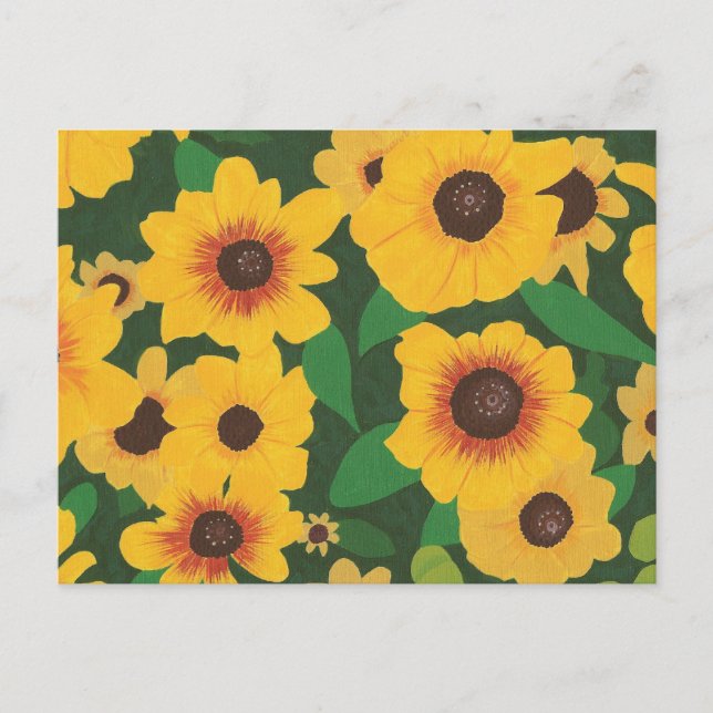Pflaster mit gelben Sonnenblumen auf Postkarten (Vorderseite)