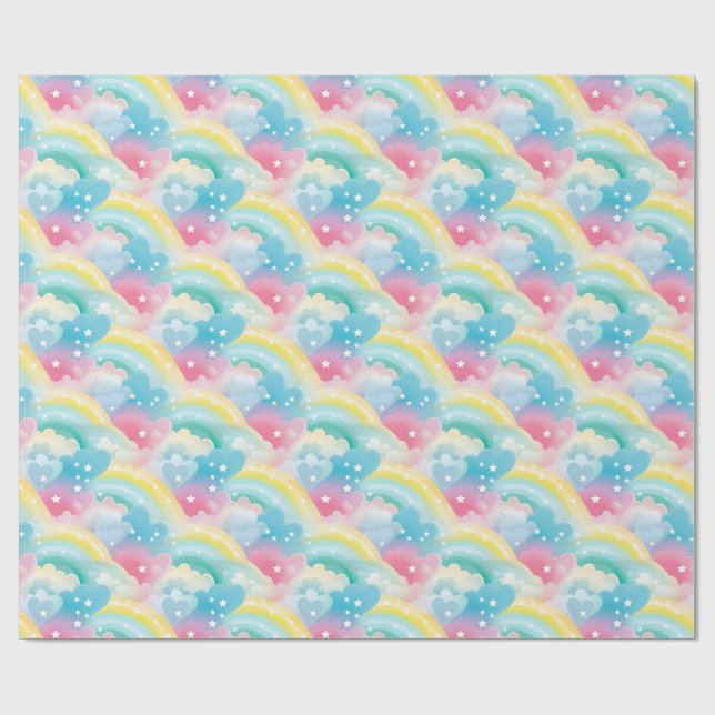 Pflastermuster mit Herz und Regenbogen Geschenkpapier (Flach)