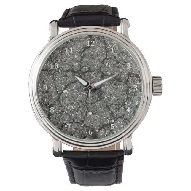 Pflasterzement aus schwarzem Asphalt Armbanduhr (Vorderseite)