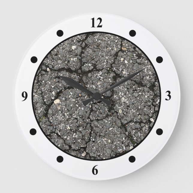 Pflasterzement aus schwarzem Asphalt Große Wanduhr (Vorderseite)