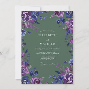 Pflaume Amethyst Moos Blütenblatt Hochzeit Einladung