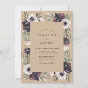 Pflaume Anemone Kraft Hochzeit Einladung