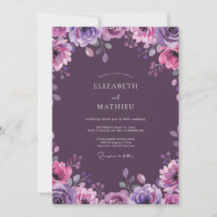 Pflaume-Aquarell-Rebe-Hochzeit Einladung