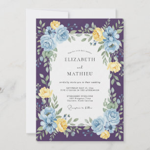 Pflaume Azure Rose Hochzeit Einladung