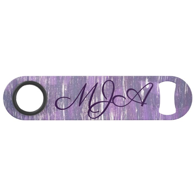 Pflaume Bar | Chic Lila Silver Spritzer Pinselstri Speed Flaschenöffner (Vorderseite (Horizontal))