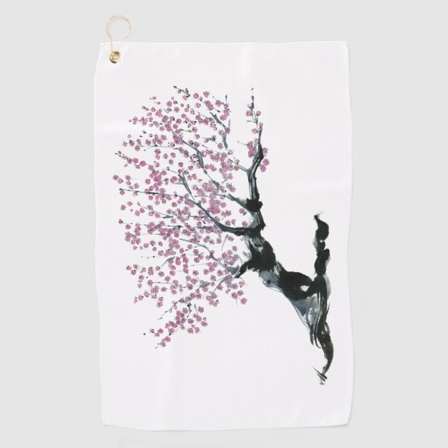 Pflaume Baum Golfhandtuch (Vorderseite)