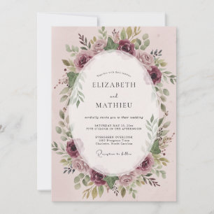 Pflaume-Beeren-Kranz-Hochzeit Einladung