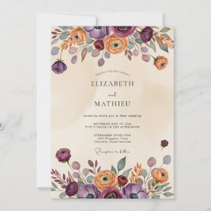 Pflaume Boho-Hochzeit Einladung