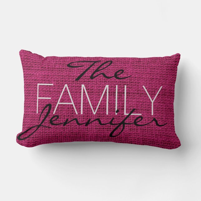 Pflaume Burlap Rustic Linse Monogram Lendenkissen (Vorderseite)