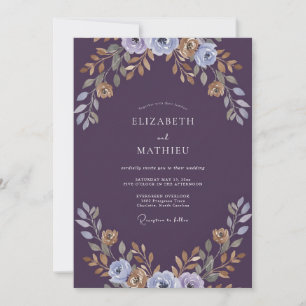 Pflaume Gold Gemalte Hochzeit Einladung