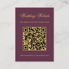 Pflaume Gold Hochzeits-Website QR-Code Weinrot Begleitkarte