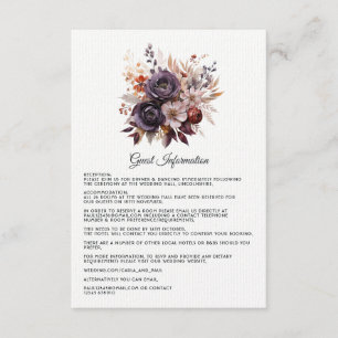 Pflaume, Grau, Kupfer und Dusty Rose Blumenhochzei Begleitkarte