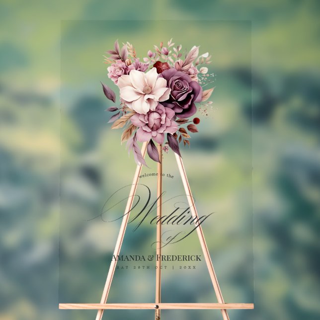 Pflaume, Grau, Kupfer und Dusty Rose Hochzeit will Acrylschild (Neutral)