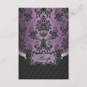 Pflaume Lapis lila schwarze Damast-Hochzeit UAWG RSVP Karte