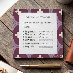 Pflaume & Lavendel Vintage Fliesen Wöchentlicher G Post-it Klebezettel