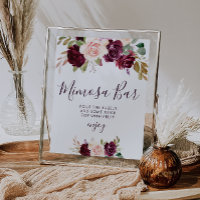 Pflaume lila Blumen Brautparty Mimosa Bar Schild