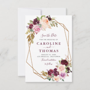 Pflaume lila geometrische Save the Date florale Ka