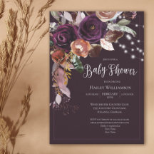 Pflaume, Lila, goldene Blumenstrauß-Kinderdusche
