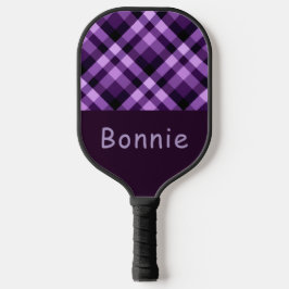Pflaume Lila Kariertes Monogramm Pickleball-Paddel Pickleball Schläger