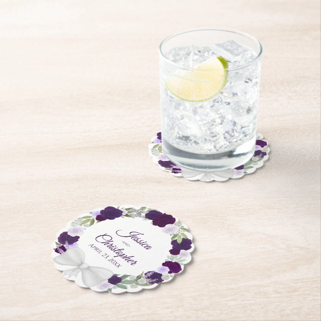 Pflaume Lila & Lavendel Kranz von Rose Hochzeit Untersetzer (Vor Ort)