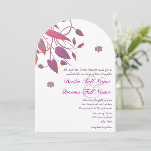 Pflaume Lila Pink Coral Gray Butterfly Wedding Einladung