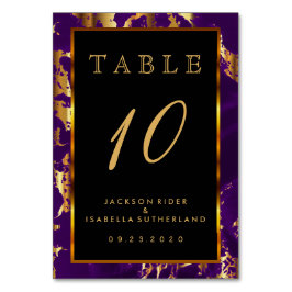 Pflaume Lila und Goldmarmor - Tischnummer