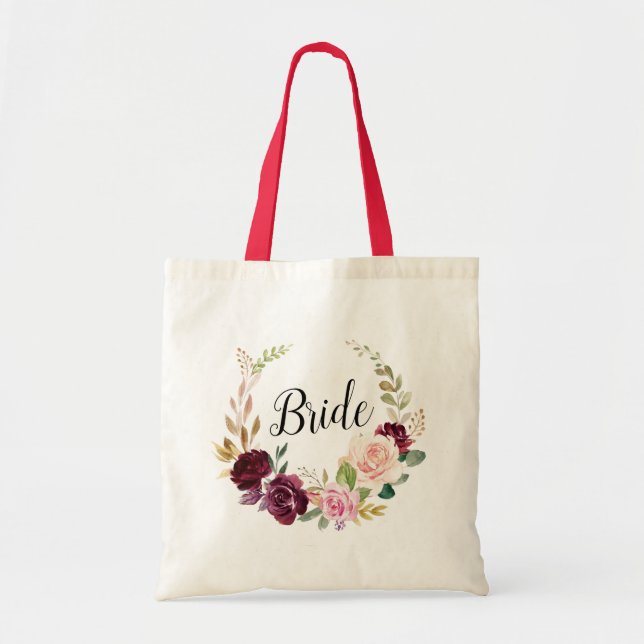 Pflaume lila und Pfirsichbraut Tote Bag Tragetasche (Vorne)