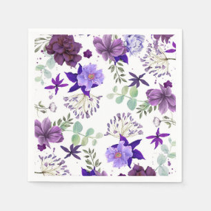 Pflaume Lila und violette Blume Elegante Feier Serviette