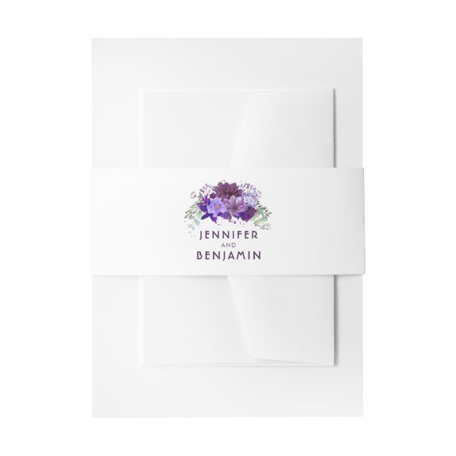 Pflaume Lila und violette Blume Hochzeit Einladungsbanderole (Vorderseite Beispiel)