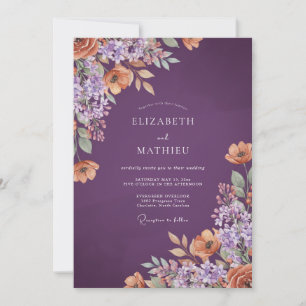 Pflaume Malerische Blüten Hochzeit Einladung