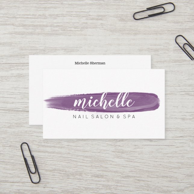 Pflaume Nail Polnischer Brush Salon Maniküre Sozia Visitenkarte (Vorderseite/Rückseite Beispiel)