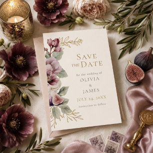 Pflaume & Olive Botanische Hochzeit - Termin vorme Einladung