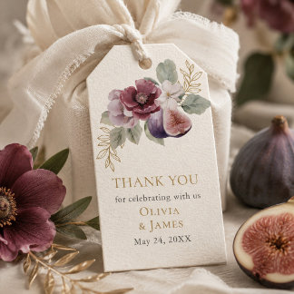 Pflaume & Olive Botanische Hochzeitsgeschenk-Etike Geschenkanhänger