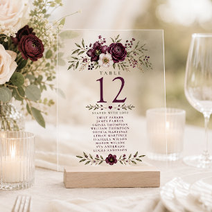 Pflaume Oliven Botanische Hochzeit Acryl Sitzordnu Acryleinladungen