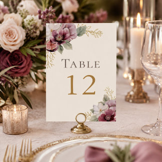 Pflaume & Oliven-Botanische Hochzeitstisch-Nummer Tischnummer