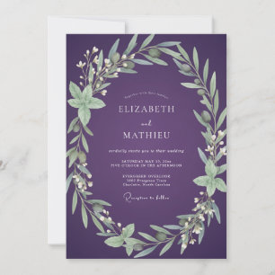 Pflaume Olivenblatt Hochzeit Einladung
