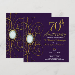 Pflaume Royal Purple Gold Diamant 70 70. Jubiläum Einladung