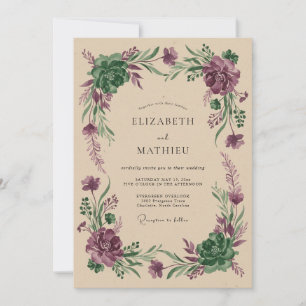 Pflaume Salbei Botanische Rustikale Hochzeit Einladung