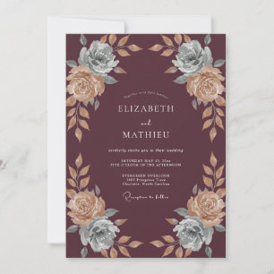 Pflaume Schieferrose Hochzeit Einladung