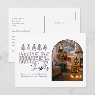 Pflaume & Silber Cozy Arch Foto Frohe Weihnachten