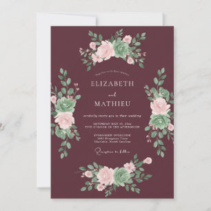 Pflaume Sukkulente Blatt Hochzeit Einladung