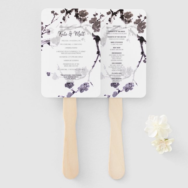 Pflaume sumie fächer (Vorne und Hinten)