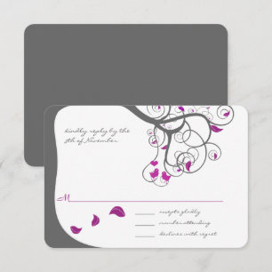 Pflaume Tree Wirbel Love Birds Wedding Einladung