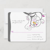Pflaume Tree Wirbel Love Birds Wedding Einladung