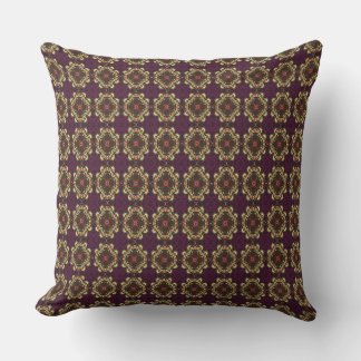 Pflaume und Gold Retro-Motiv Kissen